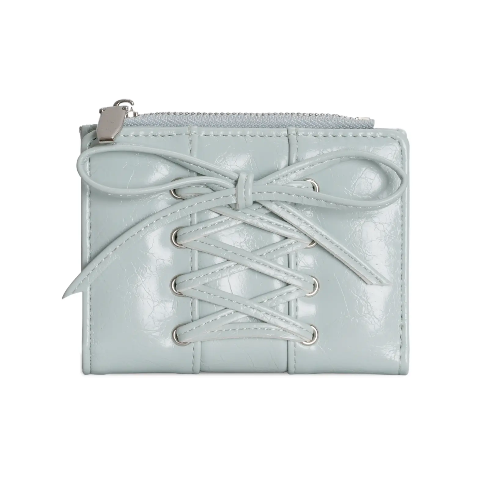 Lace-up bow mini wallet