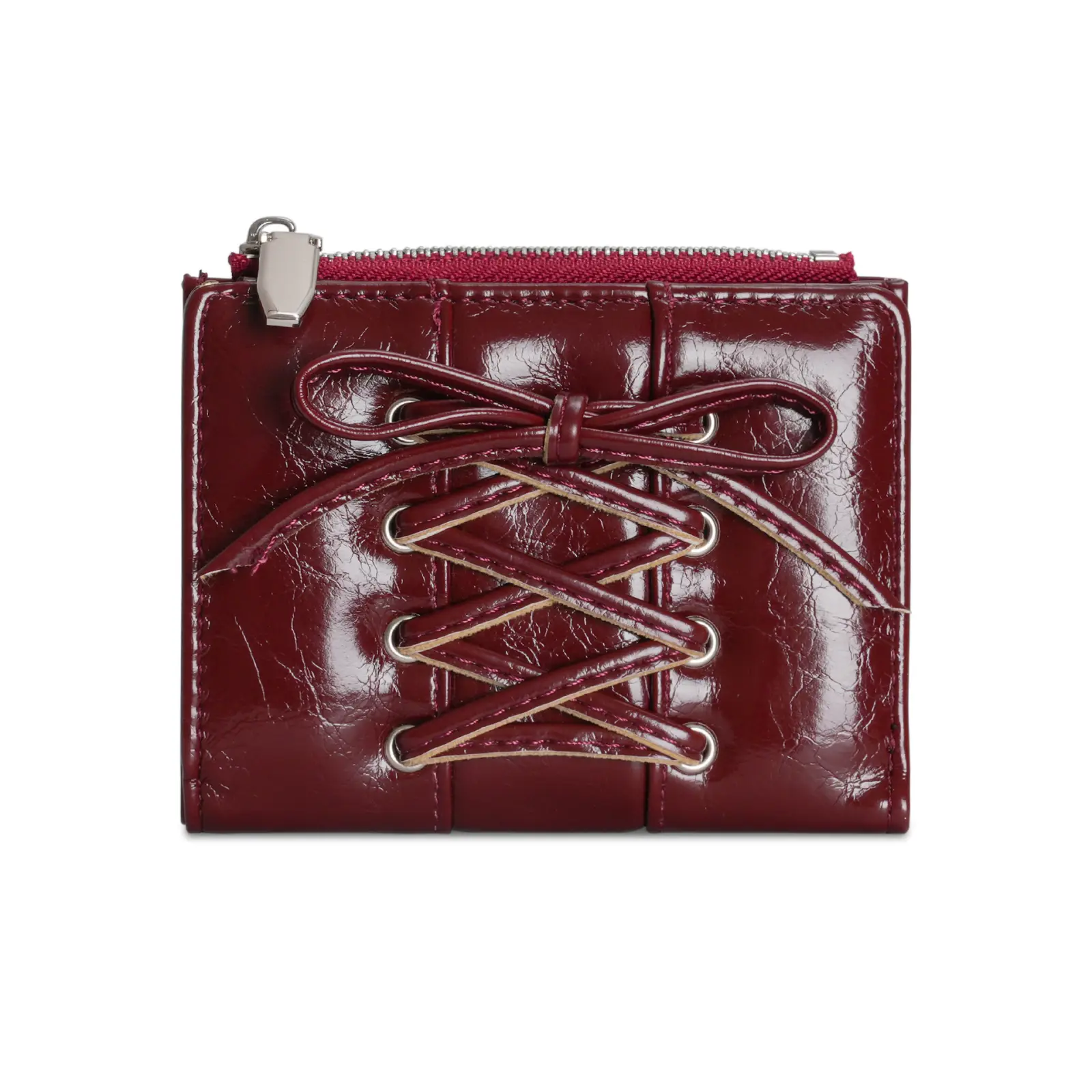 Lace-up bow mini wallet