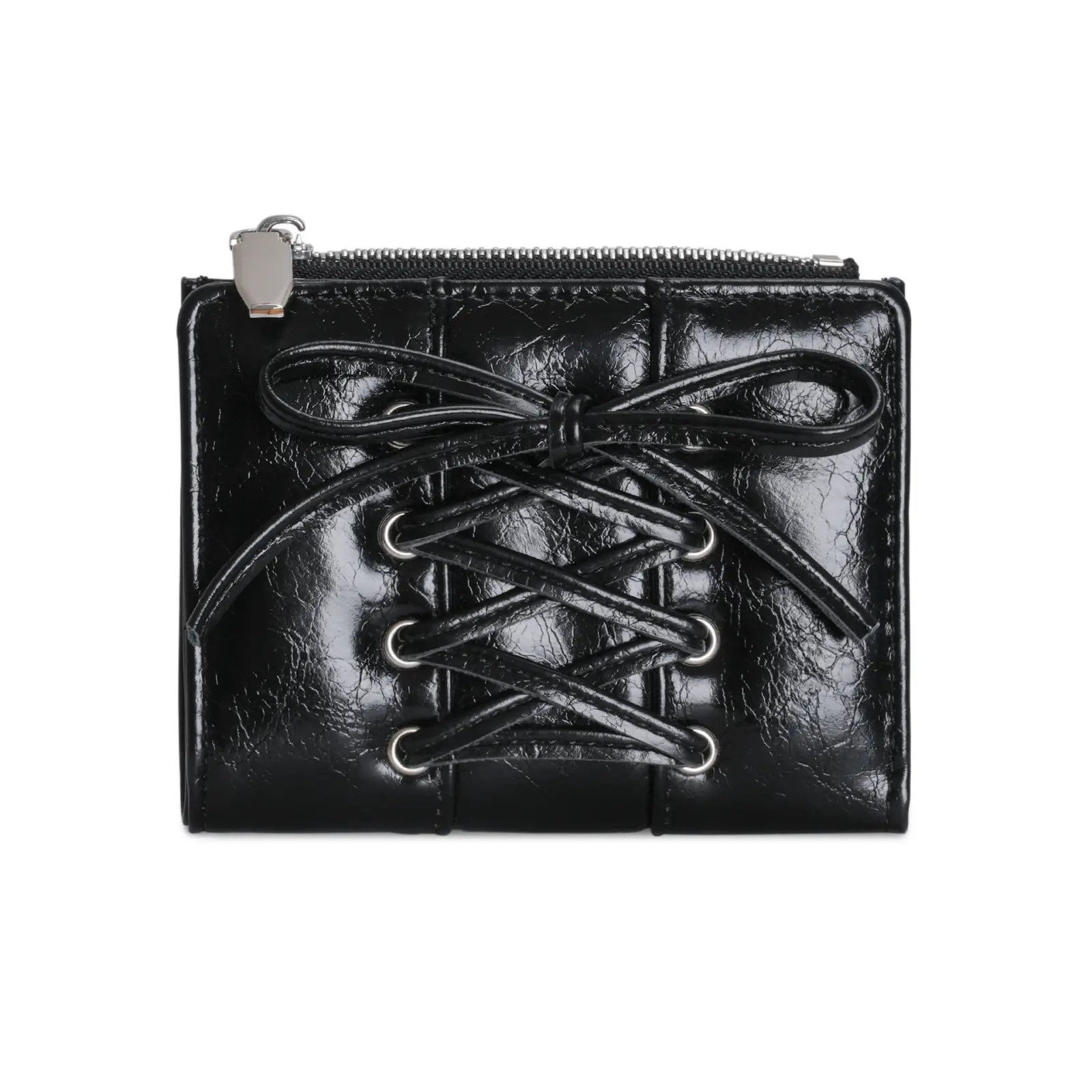 Lace-up bow mini wallet
