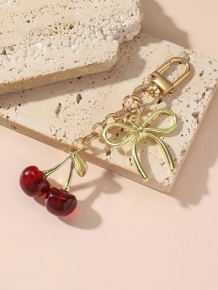 Cherry bow keychain