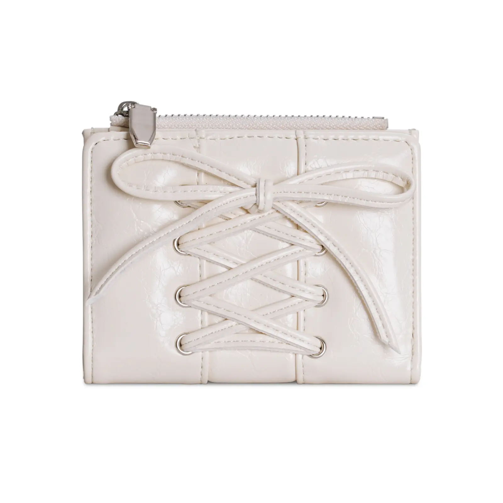 Lace-up bow mini wallet