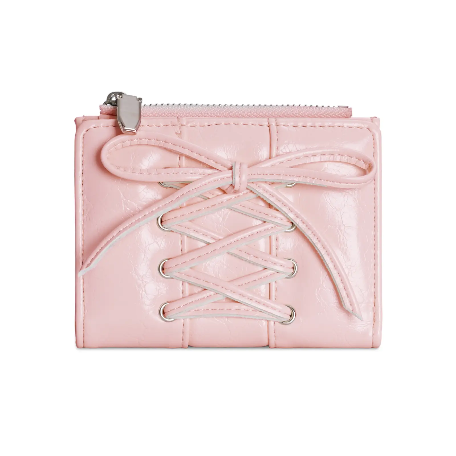 Lace-up bow mini wallet