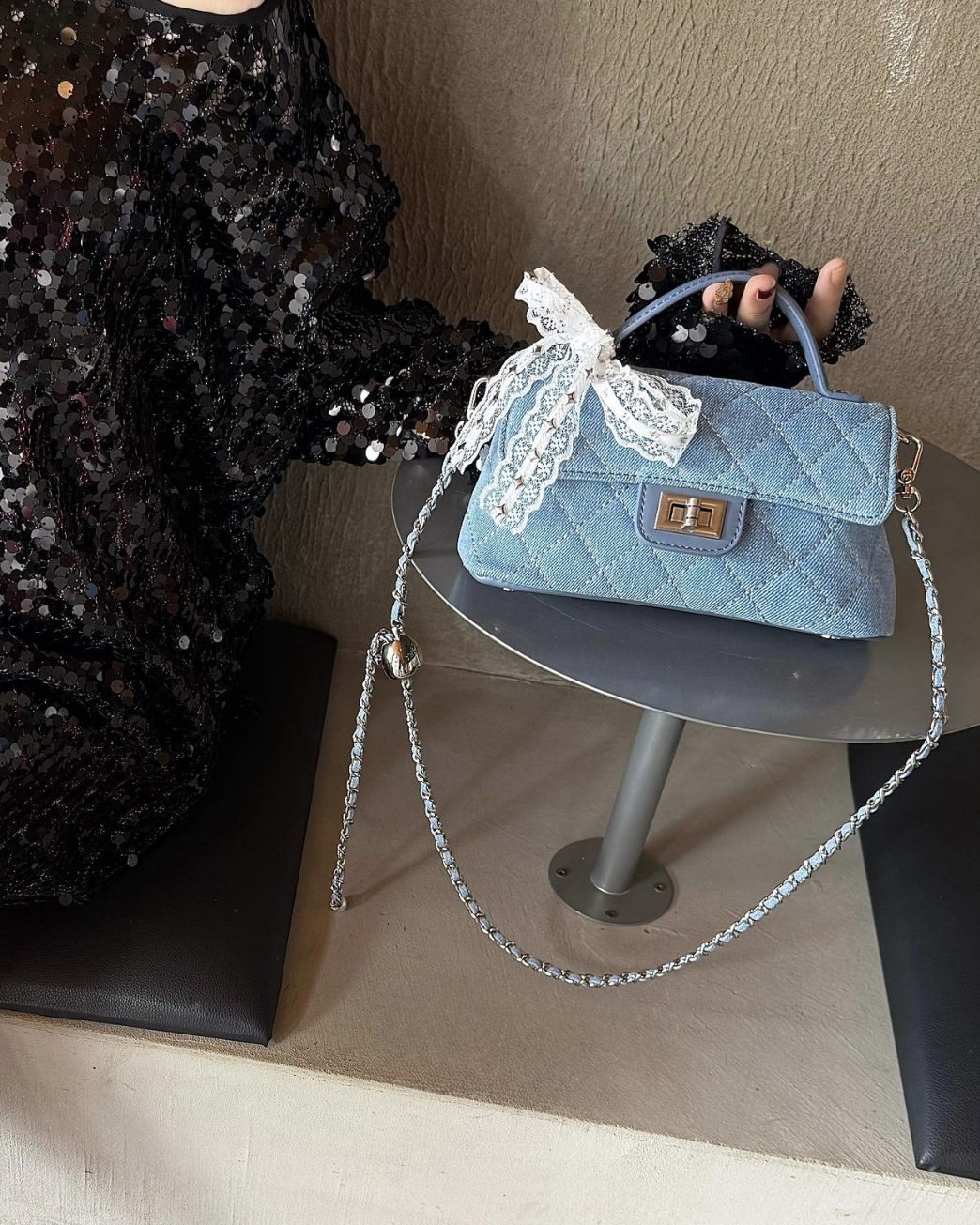 Premium Denim Quilted Handbag