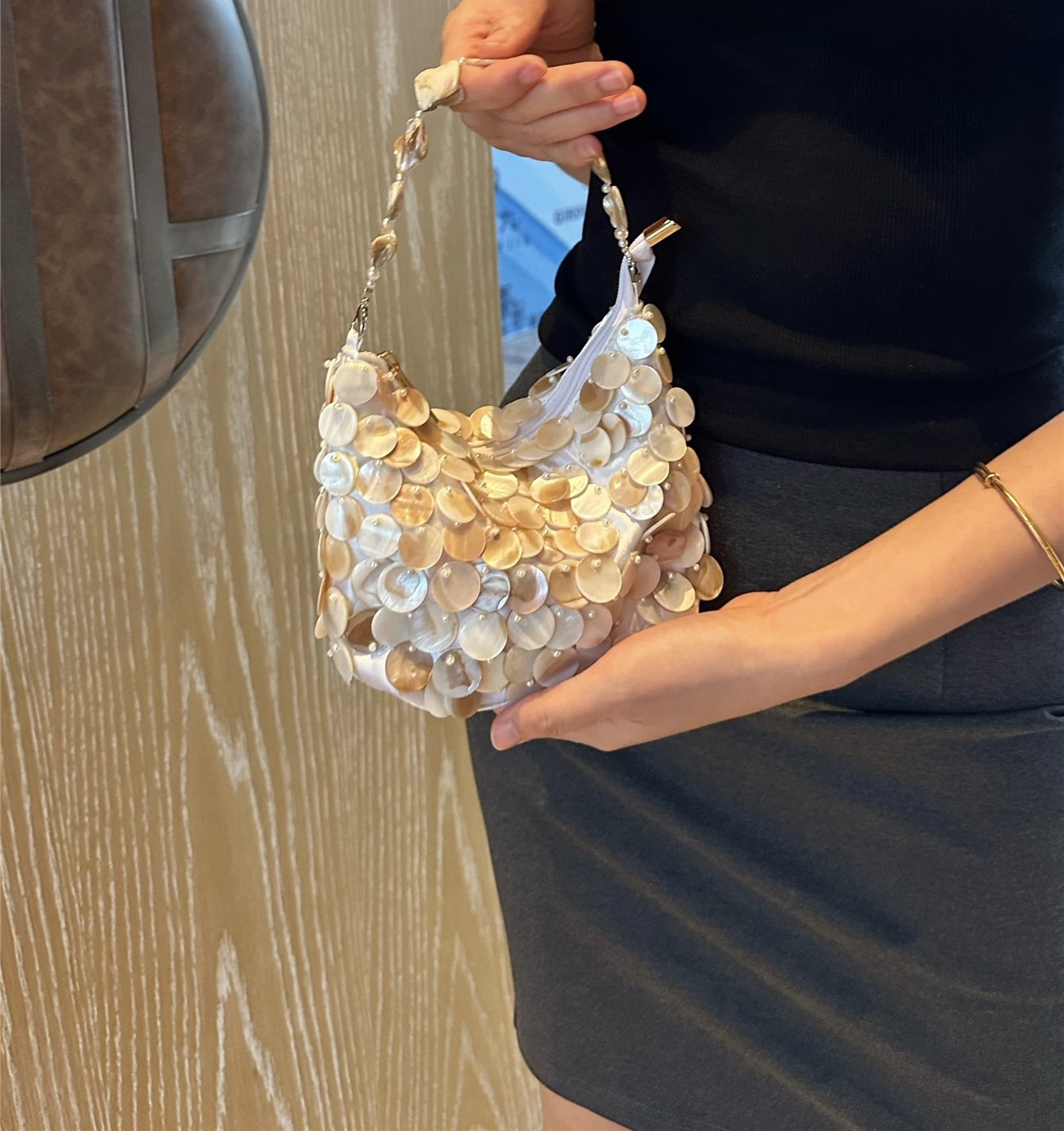 The Aurora Mother-of-Pearl Mini Hobo
